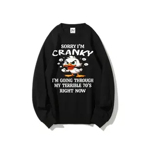 Funny 70s Duck Graphic Sweatshirt, 100% Cotton Casual Crew Neck Outfit, Unisex Couple Fashion Top, Cute Retro Style, Best Valentine’s Day Gift For Him Her, Perfect Gift For Boyfriend Girlfriend Husband Wife