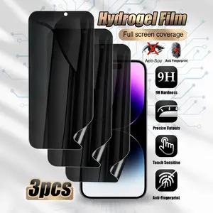 3 pack Anti-Spy Privacy Hydrogel Film for iPhone 17/16/15/14/13/12/11/Pro/Pro Max/Plus/Mini/17 Air/16e/X/XS/XS MAX/XR,Full Coverage,Anti-Spy,Anti Fingerprint,Glare-Resistant,Scratch-Resistant,Bubble-Free