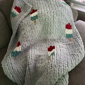 Handmade Popsicle Inspired Chunky-knit Throw Blanket