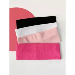 Solid Color Hair Bands (4 Piece), Elastic Headbands, Casual Sporty Hair Bands for Women & Girls, Minimalist Headwear Suitable for Sports, Fashion Hair Accessories for Party and Daily Outfits