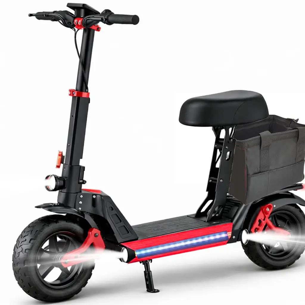 PEAK 1200W Electric Scooter with LED Lights, 10-inch Wheels, and Storage Basket 48v18AH battery,34MPH,RANGE 35-40MILES  - Perfect for Urban Commuting and Daily Use