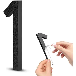 4 Inch Self-adhesive Modern Floating House Address Numbers, Easy to Install Weatherproof No Rust Black Outdoor Mailbox Numbers for House Office Hotel Apartments