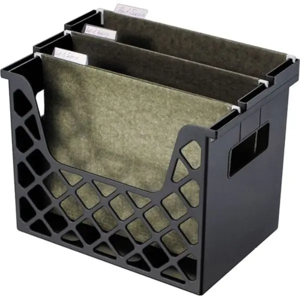 OIC26162 Recycled Desktop File Organizer - Black, 33% More Capacity, 10.8" Height, Organizes Work Space for Letter & Document Storage, Depth: 8.6"