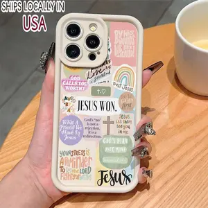 Religious Slogan & Cross Pattern Phone Case, TPU Anti-drop Cellphone Protective Case, Total Protective Shockproof Mobile Phone Cover for iPhone