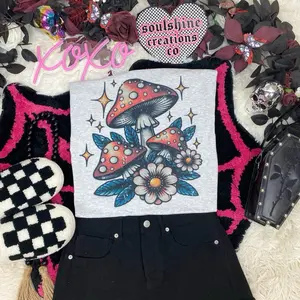 Retro Mushroom Graphic Tee Shirt- Unisex T-Shirt- Sublimation Printed Fabric Handmade