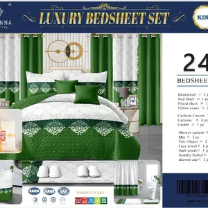 Tayouaccessoriesllc Luxury Bedspread Set for King Size Bed 24 Pieces Orange Bedding Set High-Quality Materials Easy Care Complete Home Fashion Solution