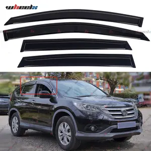 For 2012-2016 Honda CR-V CRV - WheelX Tape-On Side Window Deflectors Rain Guards Vent Visors 4pc Set - Dark Smoke Tinted Sun Rain Wind Guard - SUV Exterior Accessories Tuning Mods Styling Replacement Parts - Fits 4th Gen CR-V Models