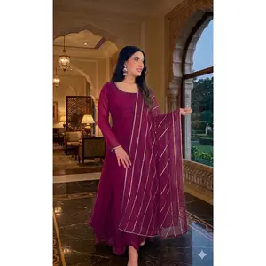 Designer Anarkali Gown with Sequined Dupatta | Festive & Party Wear | Sizes 32 t