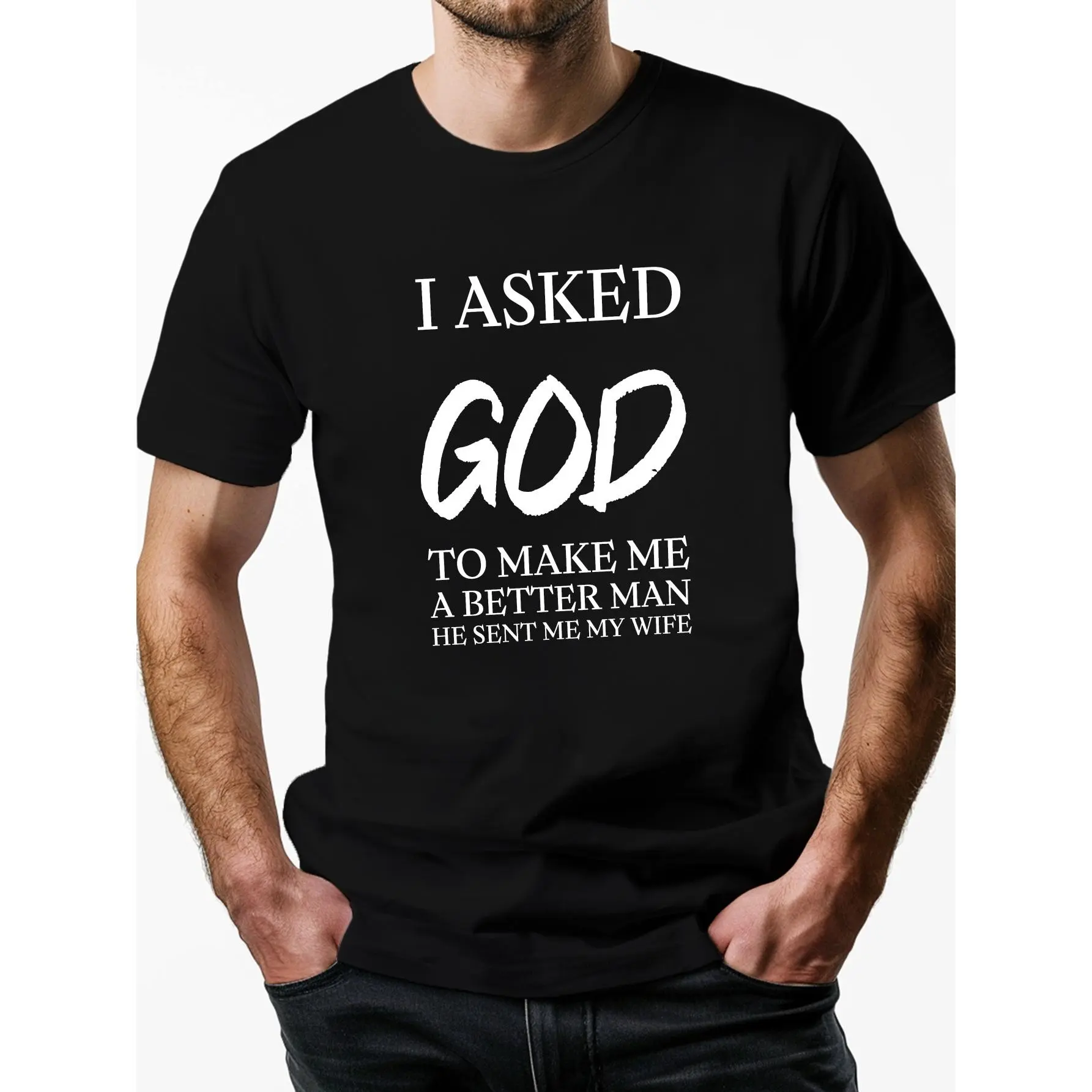1 pc, 100% cotton T-shirt, god Wife G500 pure cotton men's T-shirt comfort fit