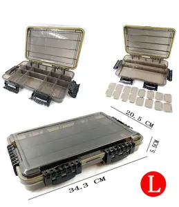 Fishing Tackle Boxes,  Waterproof Plastic Container Fishing Tackle Boxes with Adjustable Divider, Tea-Colored Floating Snackle Lure Organizer for Saltwater Freshwater