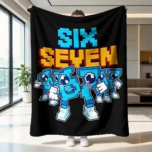 Pixel Style Digital 67 Theme Blanket, High-Quality Flannel Fabric, Soft Cozy Warmth for Sofa Bedroom Camping, Unique Gift for Trendsetters and Digital Lovers, Pixel Art Blanket, Digital Themed Blanket, Pixel Design Blanket