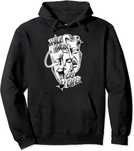 Smile Now Cry Later Pretty Girl Chicano Blackwork Pullover Hoodie - Emmacole Shop 36B0D2CK17NV