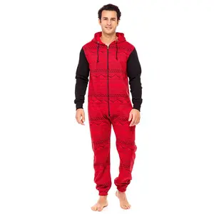 SKYLINEWEARS Men OnePiece Printed Pajamas Adult Onesie with Hood Unisex Playsuit