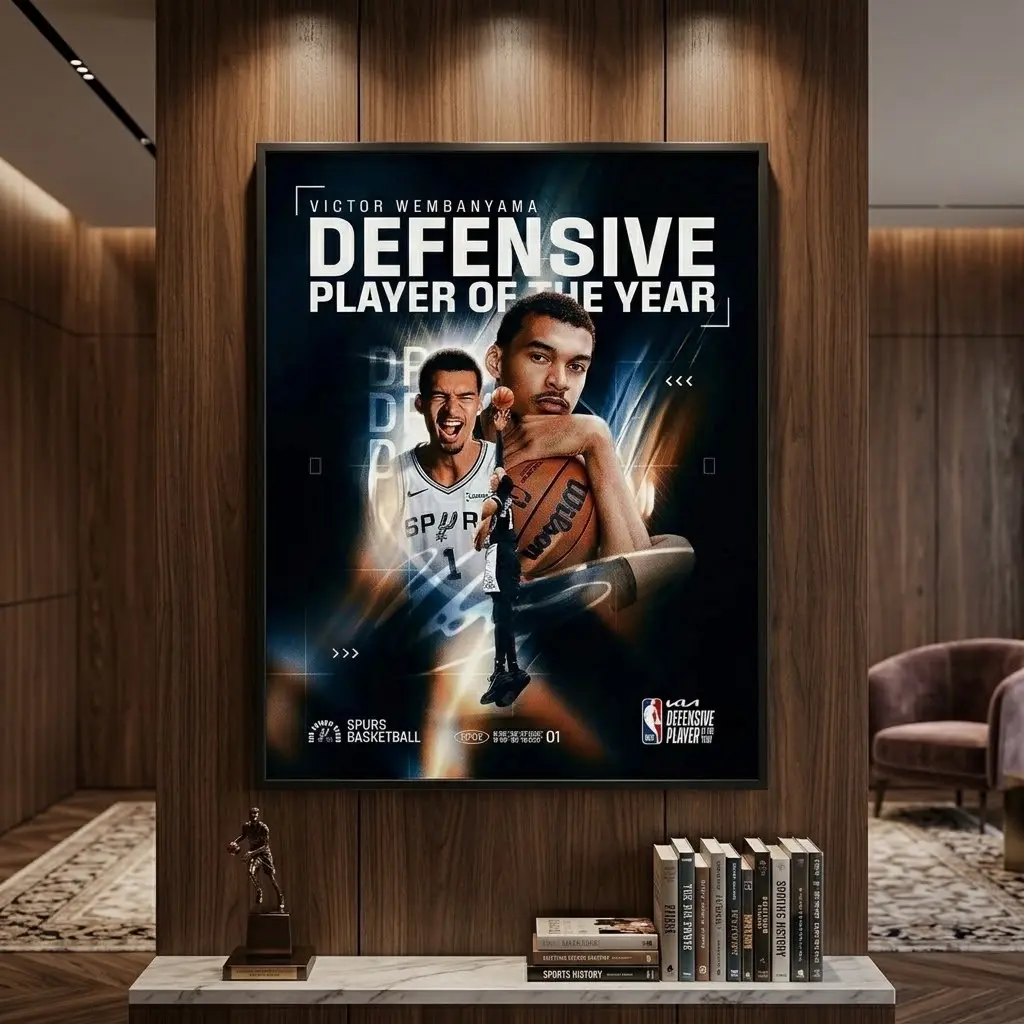 Victor Wembanyama Defensive Player of the Year NBA Poster Print, No Frame