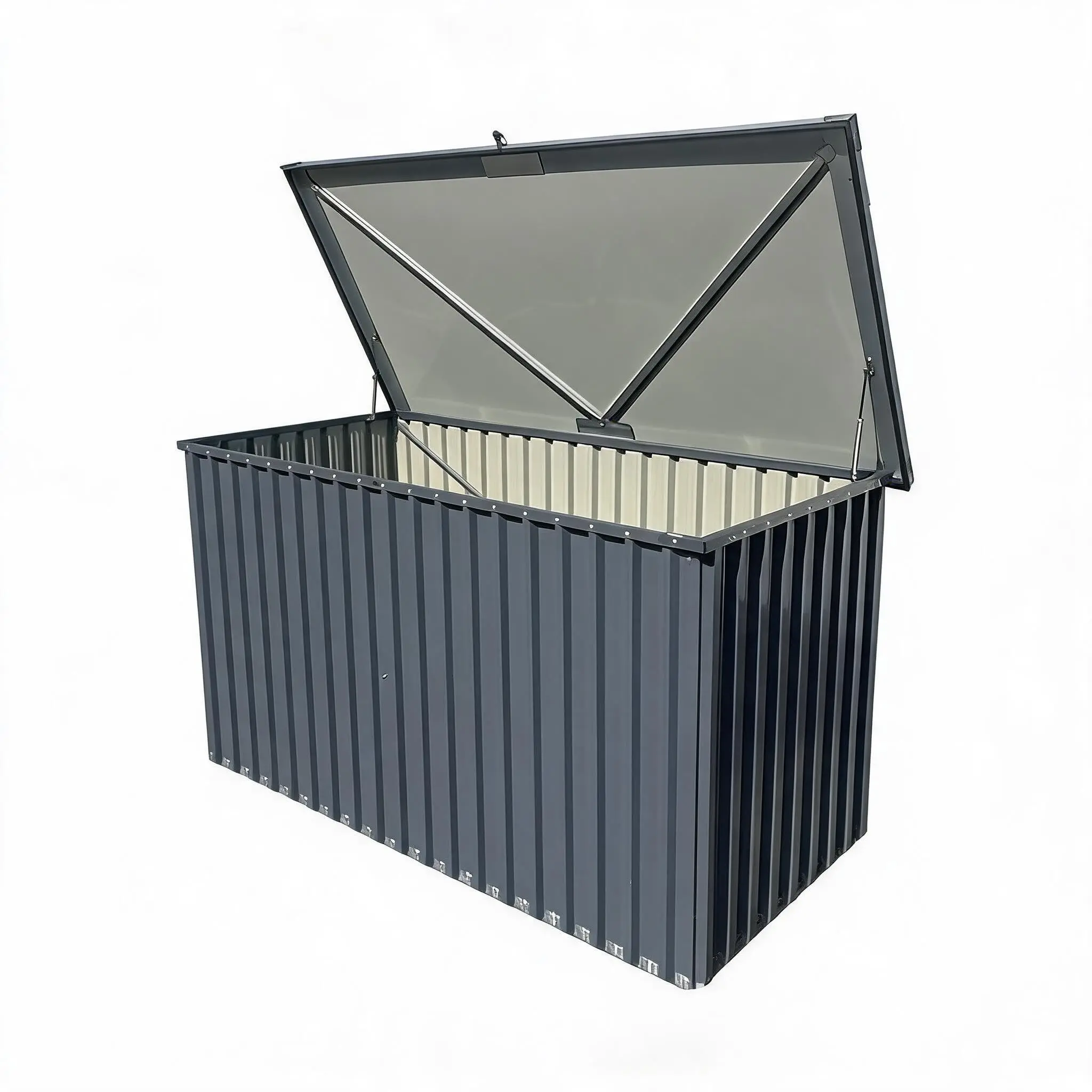 Outdoor Storage Box, 180/230 Gallon Waterproof Metal Storage Box | Outdoor Deck Boxes, UV Resistant Patio Storage Box with Lockable Lid for Patio Furniture Cushions,Pillows,Garden Tools,Black