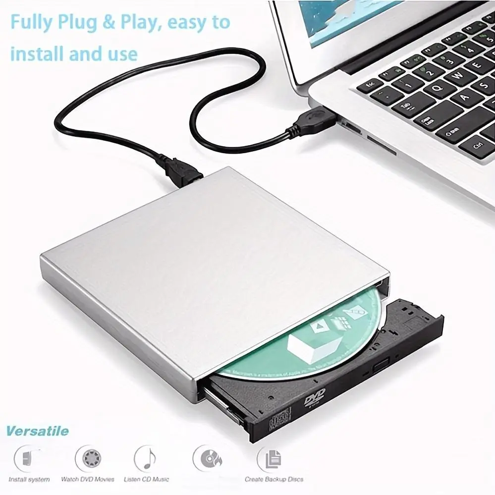 External DVD CD/DVD-ROM CD-RW Player Portable External CD-RW Drive DVD-RW Burner Recorder Player for Laptop Desktop Computer with Storage Bag