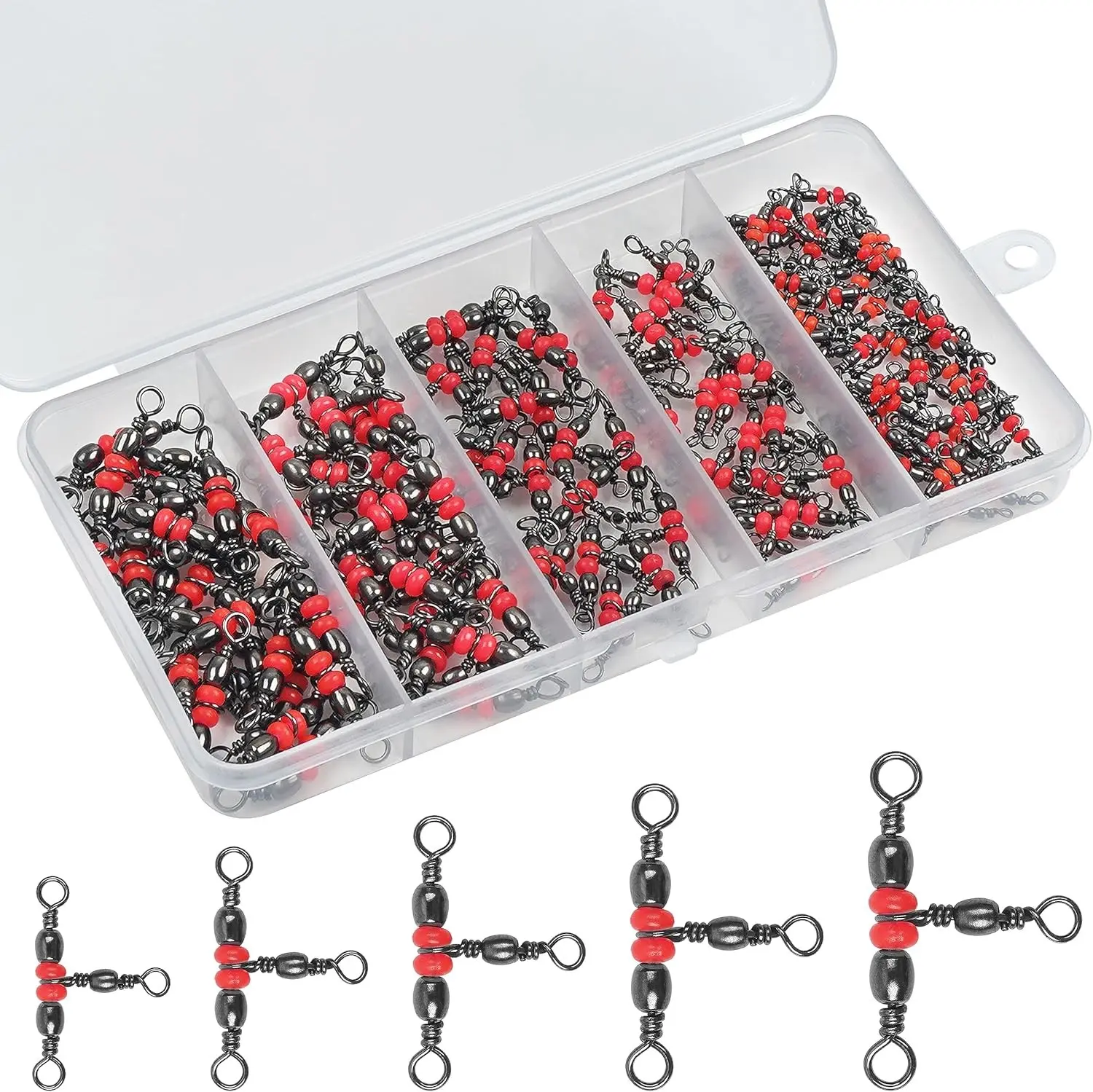 3 Way Barrel Fishing Swivels Kit – 120pcs Cross-line Crane Swivel 3 Way Fishing Swivel Crimp Swivel Tackle Connector Accessories