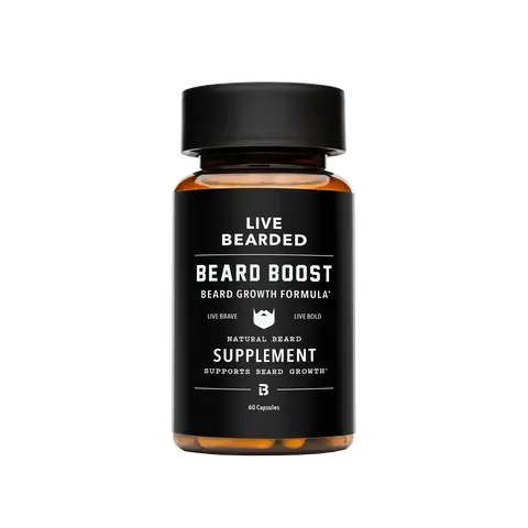 Live Bearded Men's Beard Boost Supplement - Premium Hair Health Daily Vitamins and Thickness Support for Men - 1 Bottle (60 Capsules)