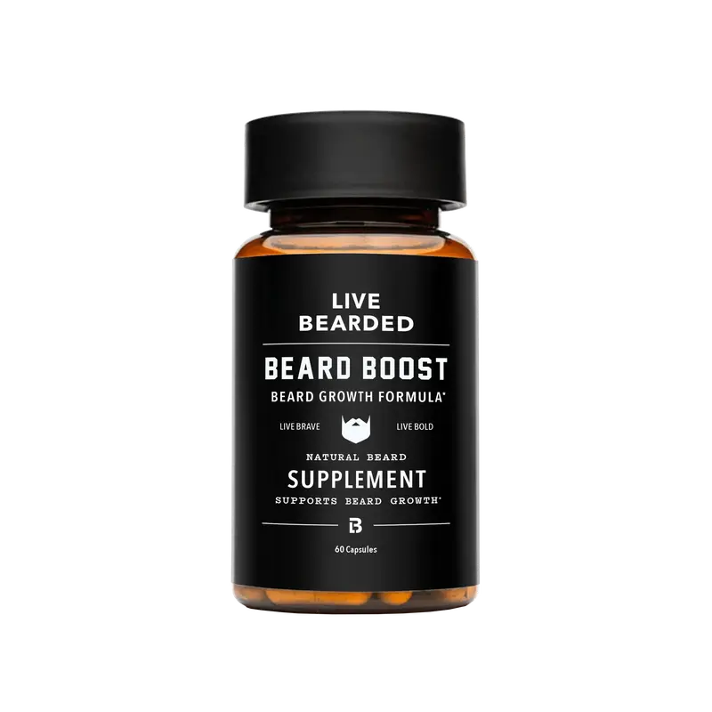 Live Bearded Men's Beard Boost Supplement - Premium Hair Health Daily Vitamins and Thickness Support for Men - 1 Bottle (60 Capsules)