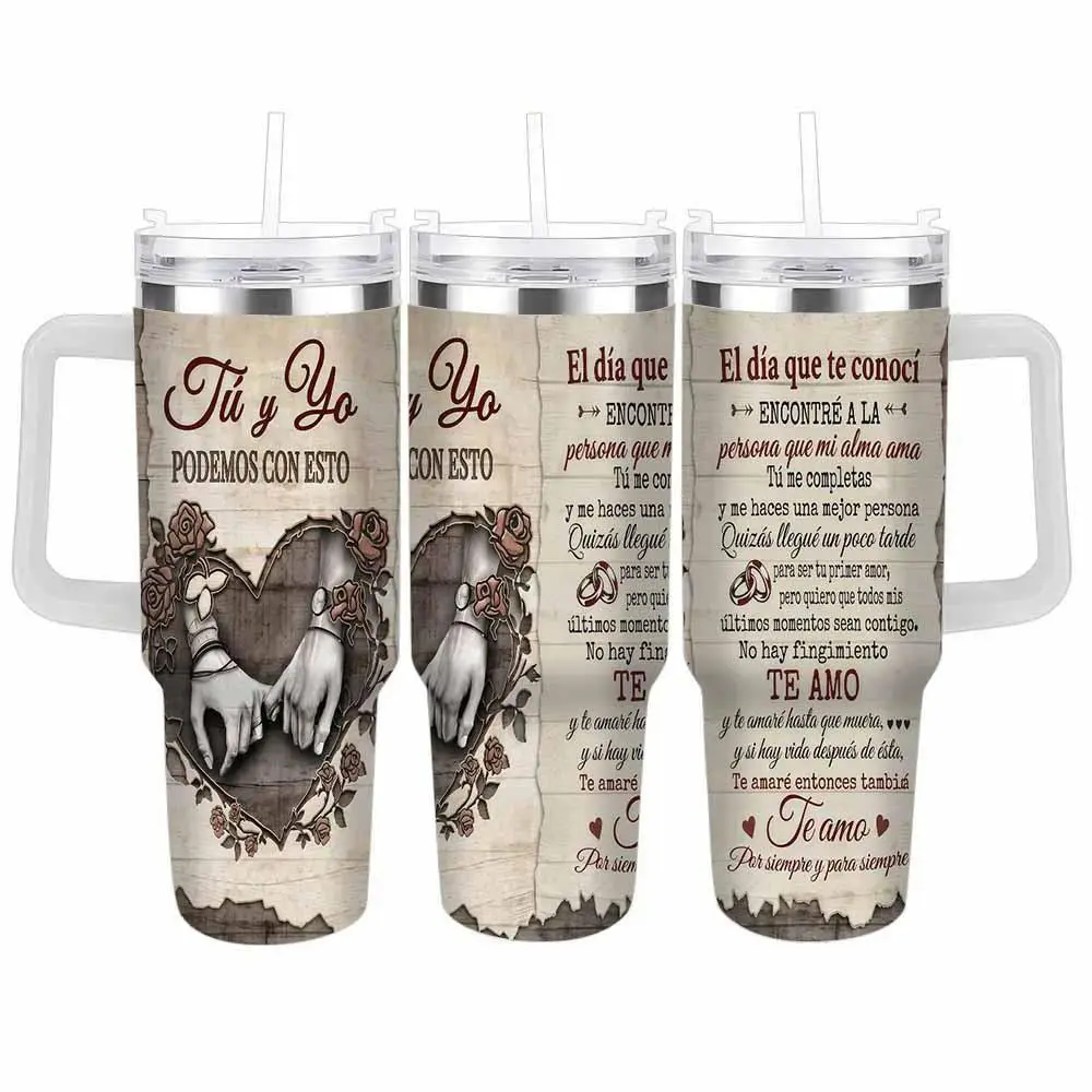 SMS - “Tú & Yo” Vaso Térmico de (40oz/30oz/20oz) – Hecho en EE. UU. Regalo de Aniversario para Él o Ella Taza de Amor para Esposo y Esposa Vaso Especial para Parejas y Momentos Inolvidables