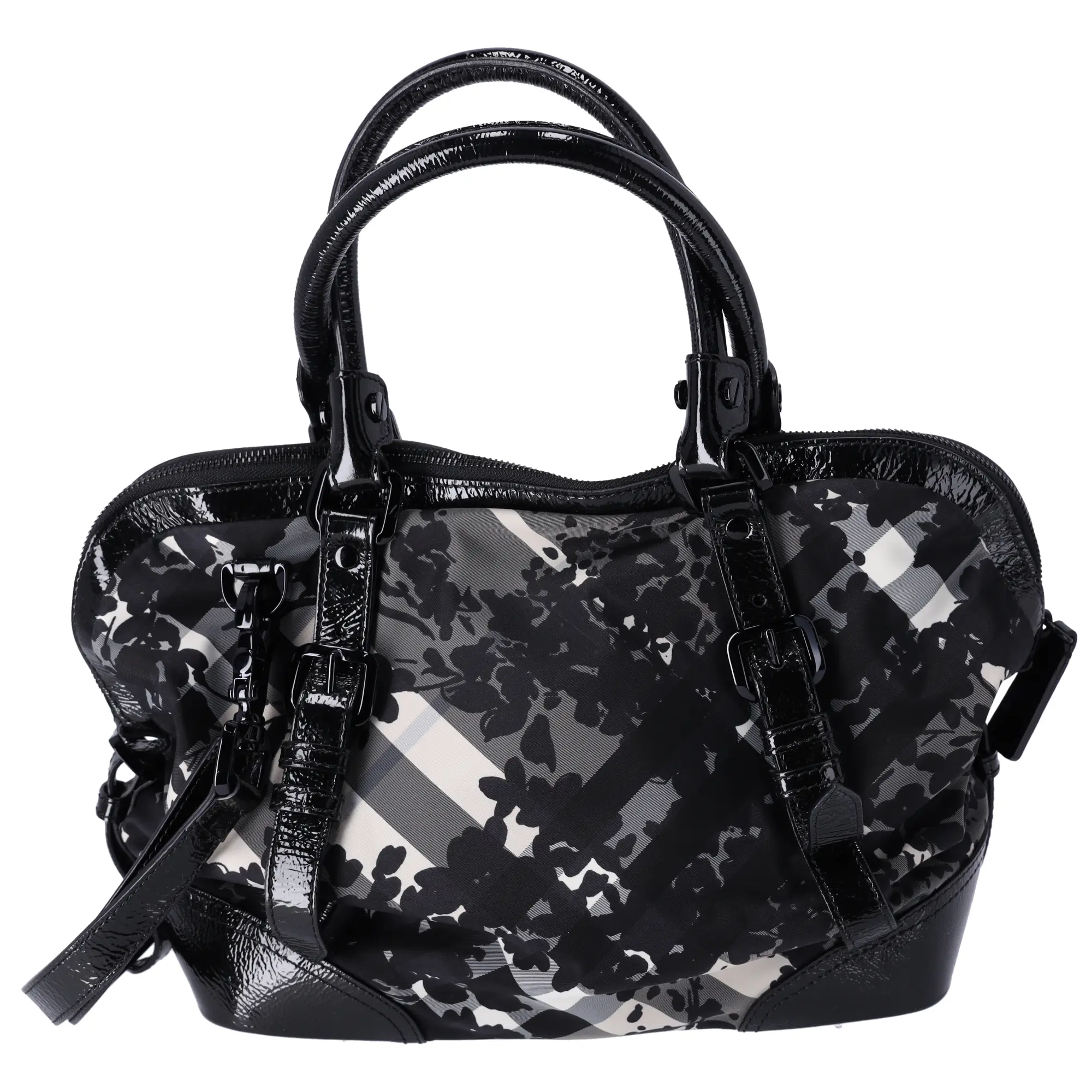 Pre-owned BURBERRY Nylon Tote Bags Floral Florence Tote Multicolor Floral Classic Black Gray Multi