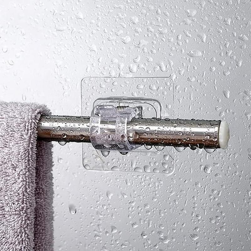 No-Drill Self-Adhesive Curtain Rod – Transparent, Waterproof, Durable, Easy Installation for Bedroom, Bathroom, Kitchen (Six-Counts)