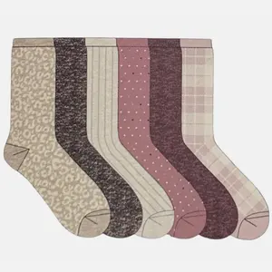 Cuddl Duds Women's Plushfill Super Soft Comfort Crew Socks 6 Pair in Assorted Prints and Colors