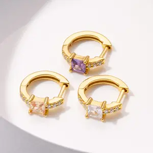 Post Huggies | AAAA+Cubic Zirconia Huggie Earrings for Women | Purple,Pink,Multicolored Stones | Lobe Conch Helix Cartilage Piercing Jewelry love