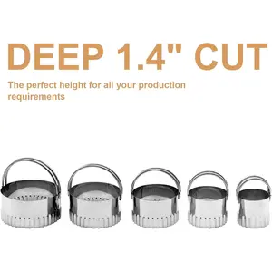 5-Piece Grooved Edge Cookie Cutter Set, Round Cone, Pastry and Dough Cutters, Ideal for Baking, Dumpling Skin, Fondant