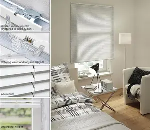 Mini Blinds for 47.5" W x 64" H Windows 1" Aluminum Horizontal Venetian Blinds Darkening with Rope and Pole can Mounted Inside or Outside