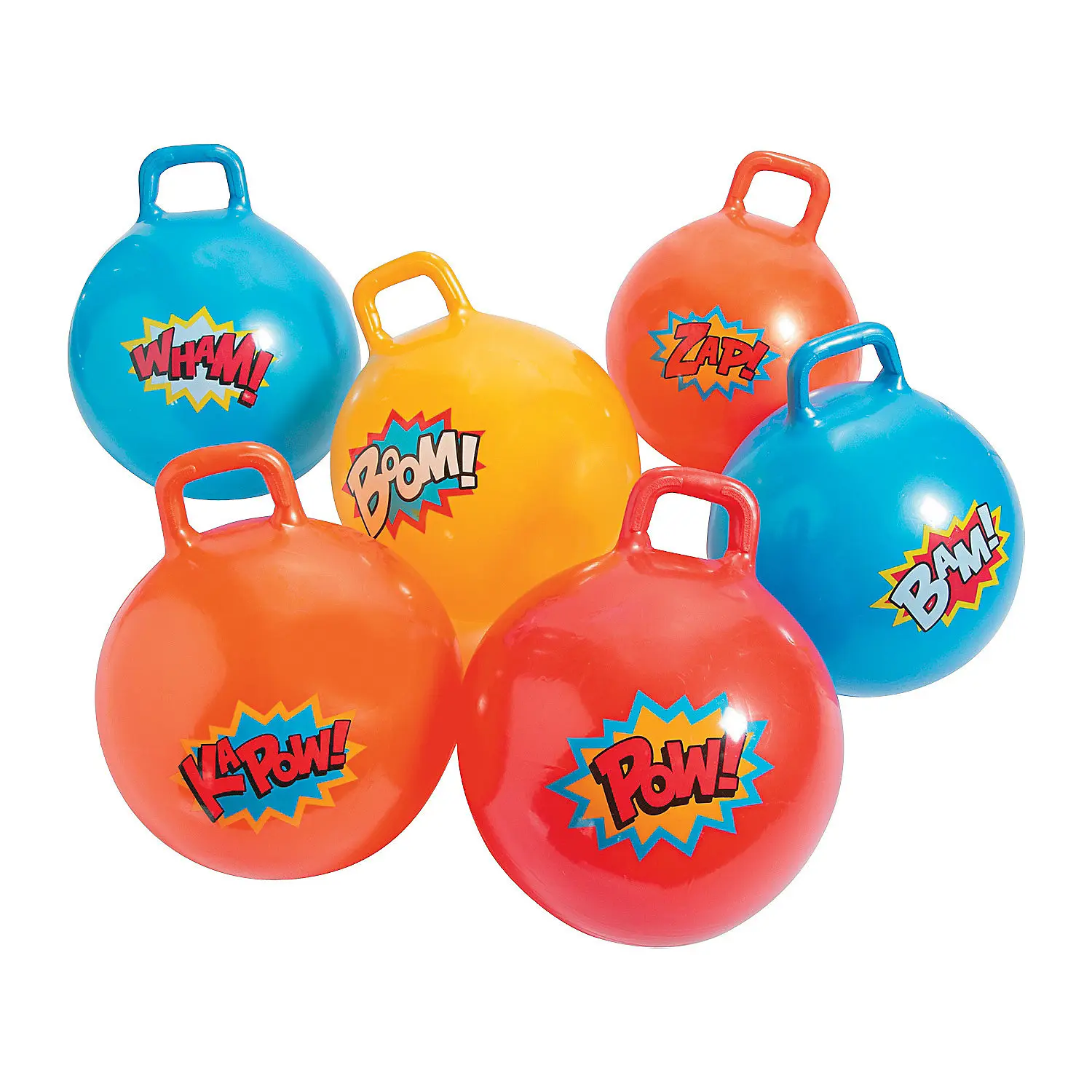 Oriental Trading Company Multicolor Rubber Inflatable Superhero Happy Hoppers - 6 Pc., 18 In, Kids' Classic Pretend Play Toys for Indoor Birthday Activities