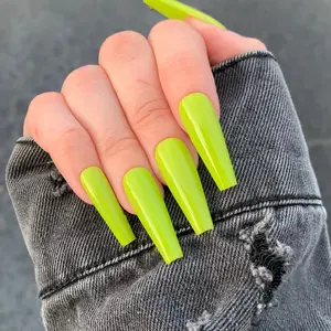 WIREDNAILS: High-End Prep Kit & Hand-Painted Press On Nails Bright green Reusable Strong Nail Care Nail Art false nails Long Lasting Manicure