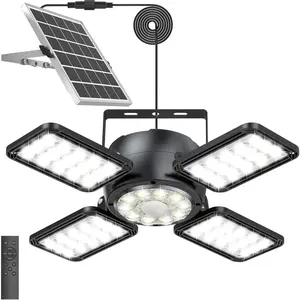 Solar Shed Light Outdoor Indoor, Upgrade 6500K 1200Lumen 174 LEDs Motion Sensor Pendant Light, 120?Adjustable 4+1 Solar  Lights Camping  Garage  Remote & Timer