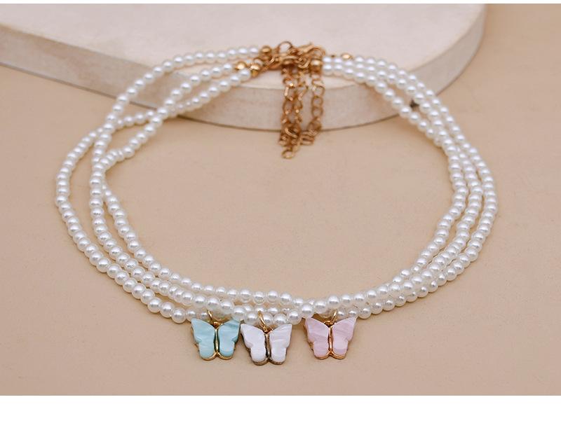 Elegant White Pearl Choker Necklace Small Round Pearl Wedding Butterfly Necklace For Women Charm Fashion Jewelry