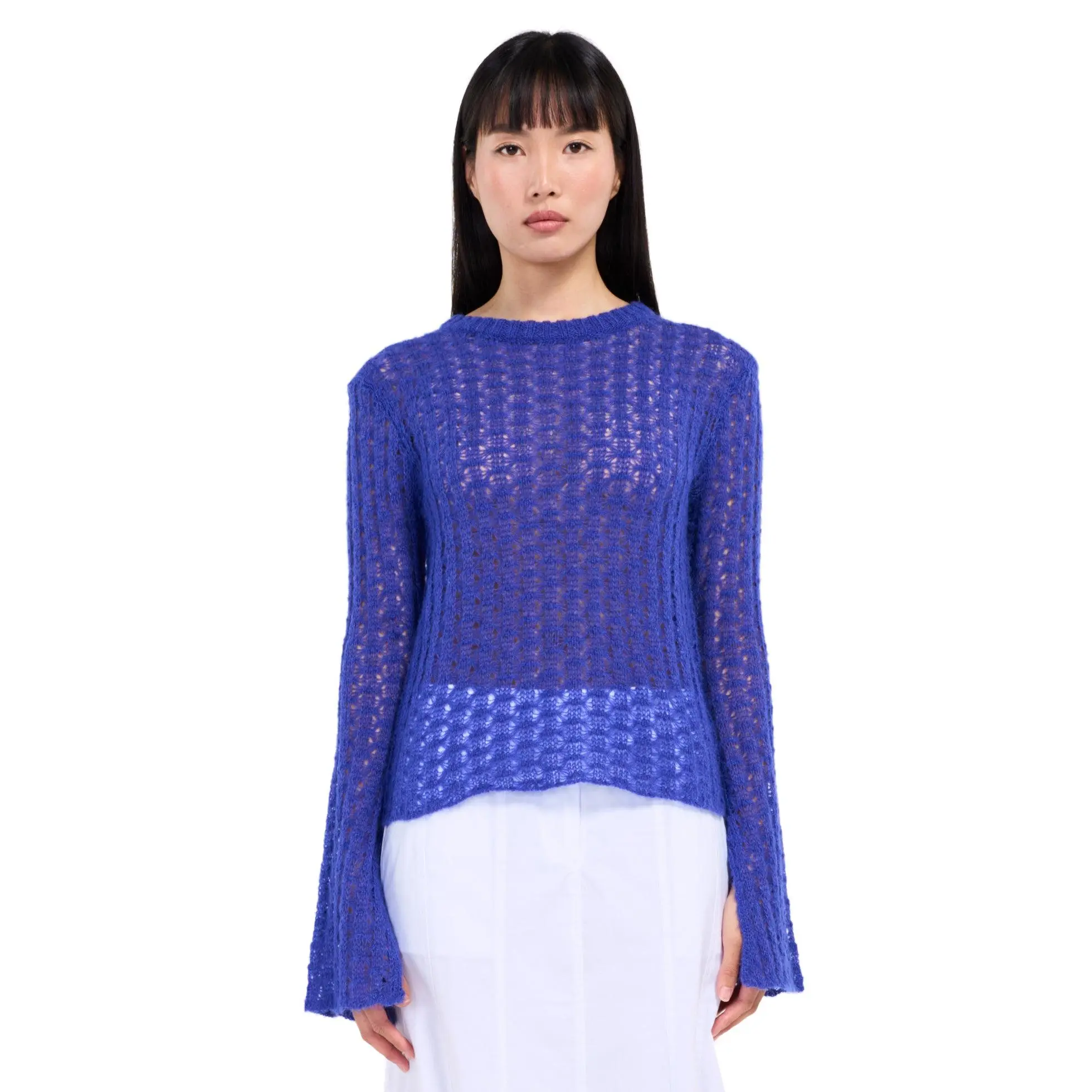 VIAVIA Pointelle Sweater in Cobalt