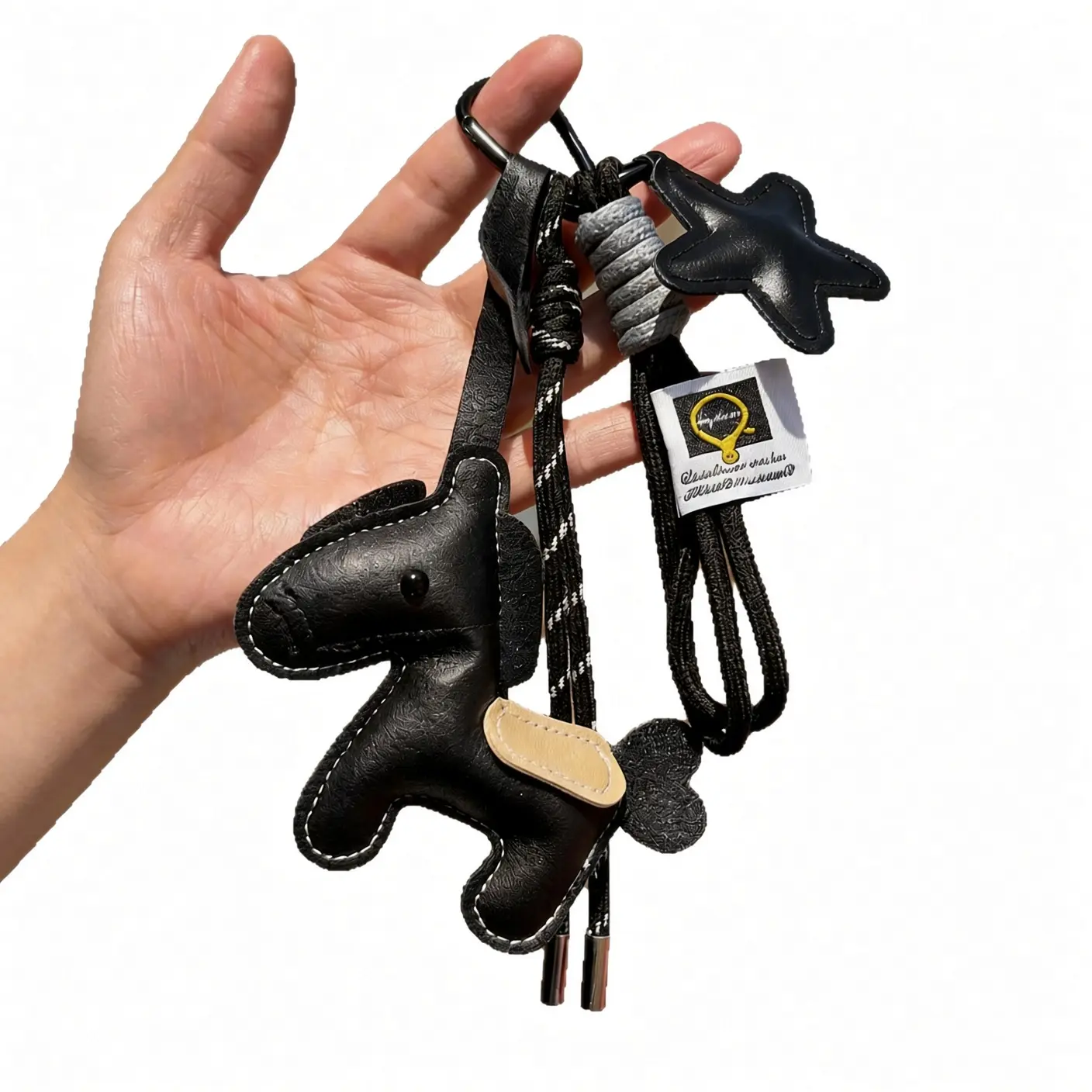 Cute Leather Horse Bag Charm Keychain – Aesthetic Pony Star Charm for Handbags & Keys | Soft Leather Keychain Multiple Colors