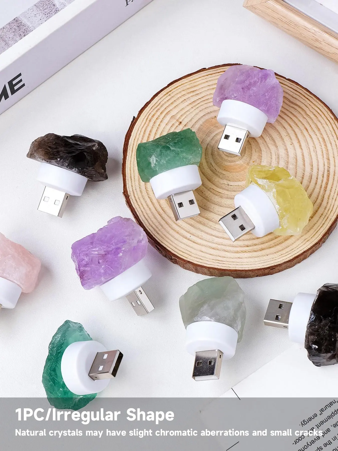 Natural Crystal Stone USB Night Light, Creative Ambiance Lamp, Atmosphere Night Light, Mini Pluggable Nightlight for Bedroom Bedside, Decorative Items, Decoration Lamp, Indoor Lighting