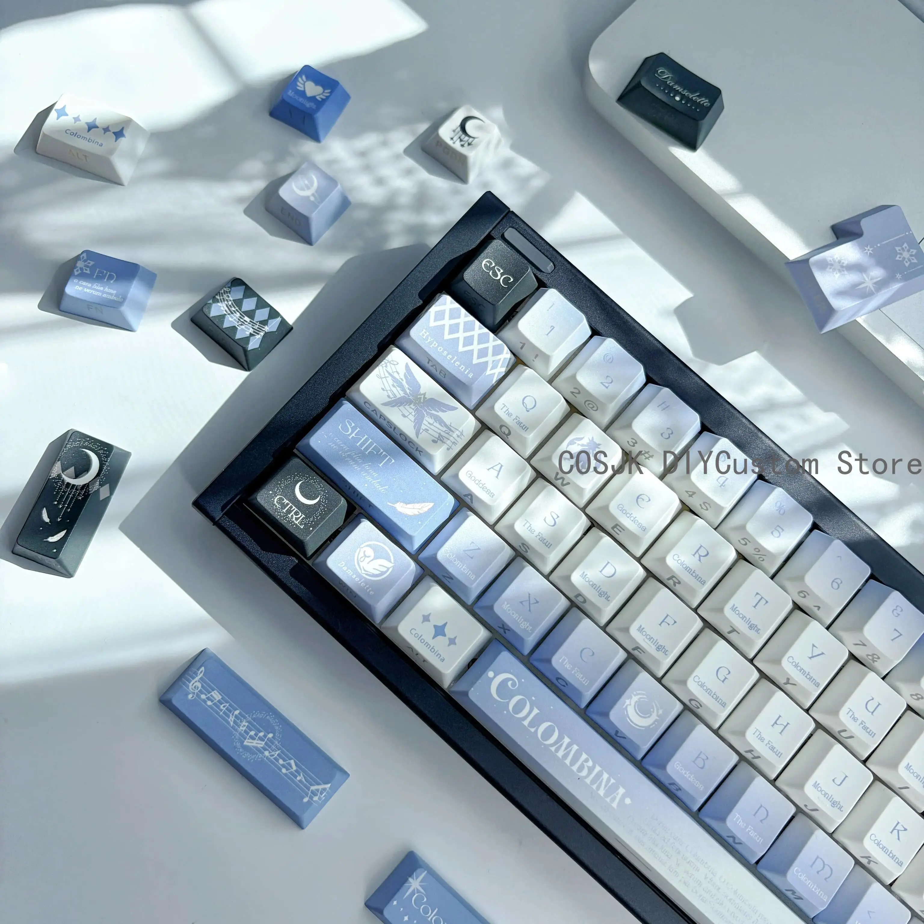 Anime Genshin Impact Columbina Cosplay Side Lighting Cartoon Keycaps PBT Mechanical Keyboard Keycap Keyboards Cap Fans Gift