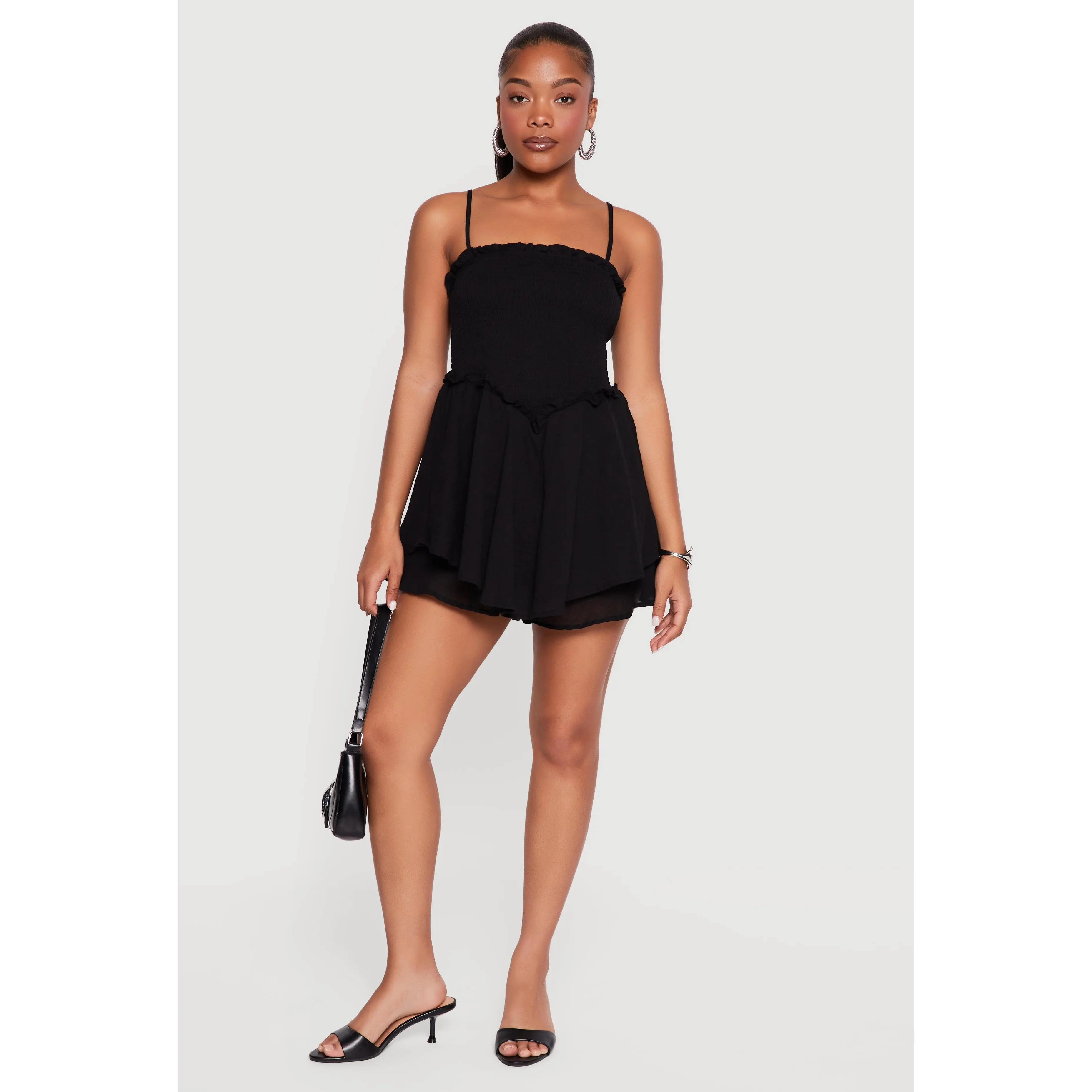 Ruffle Tiered Smocked Skater Dress with Shorts Lining