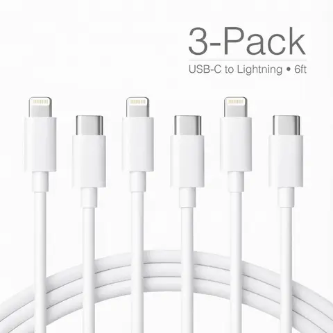 3-Pack 6ft USB-C to Lightning Fast Charging Cable for iPhone 14/13/12/11/XR/XS Max/8/7/6/5 iPad & AirPods