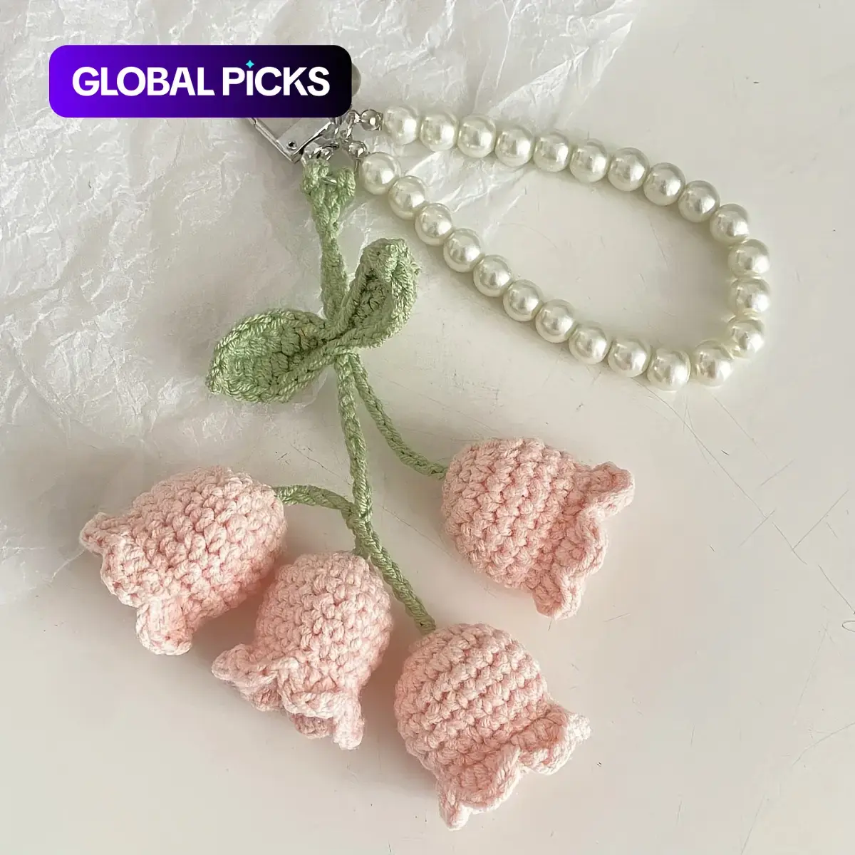 Handmade Crochet Lily of The Valley Flower String Keychain, Keychain Accessory, 1 Count Boho Style Hanging Pendant for Home Room Decor, Perfect Birthday Gift, Party Favor #GLOBAL PICKS