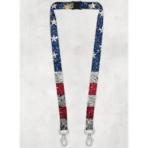 Glitter American Flag Lanyard