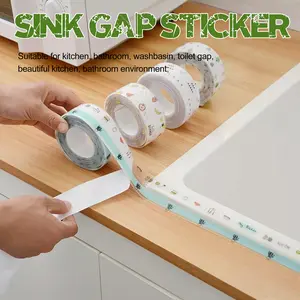 3-Count Self-Adhesive Caulk Tape, High Bond Adhesive, Waterproof with Glue, Discoloration-Resistant Bathroom Sealing Tape (Random Pattern)