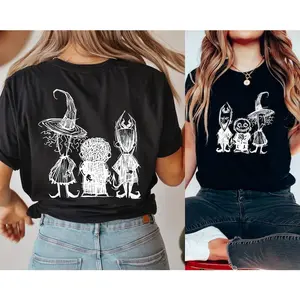 Nightmare Before Christmas Characters Sketch Double - Sided T - Shirt, Ideal for Fans of The Nightmare Before Christmas