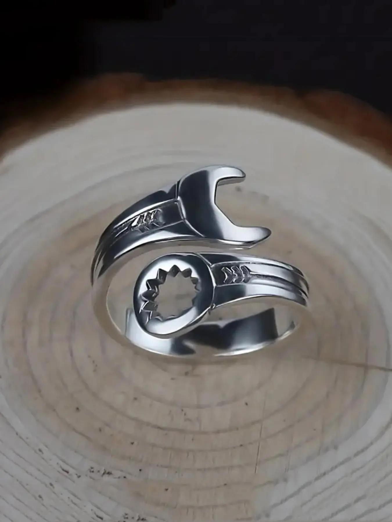 A unique open-ring jewelry piece in the shape of a wrench for men, Adjustable ring. It is suitable for daily wear, as a gift for parties, festivals, birthdays and anniversaries. It is a perfect gift for men during jewelry festivals and gatherings.