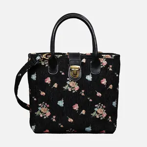 Bouquets Black Tuck Lock Carpet Satchel