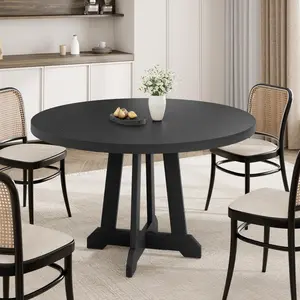 New Upgraded 1 Wooden Board Four-Post Round Dining Table