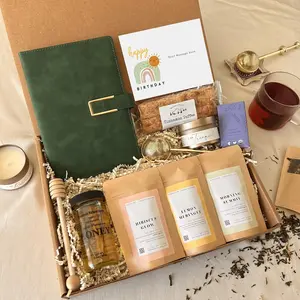 Tea Gift Box For Her | Personalized Card | Birthday Cozy Experience Package Congratulation