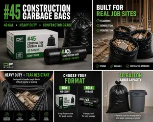 Black Construction Garbage Bags 40 GAL