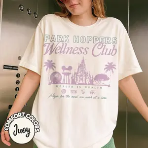 Youth and Adult Retro Park Hopping Wellness Club Shirt, Vintage Vacation Graphic Tee, Theme Park Adventure Outfit, Travel Club Aesthetic Shirt, Family Matching Trip Tee, Comfort Colors Style